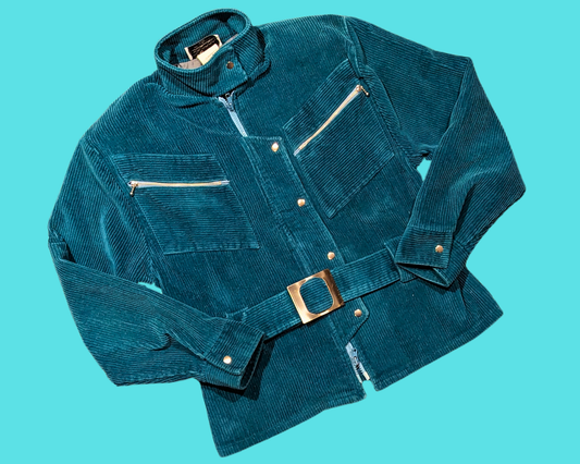 Vintage 1980's Relance Blue Suede Jacket with Belt Made in Canada Size S