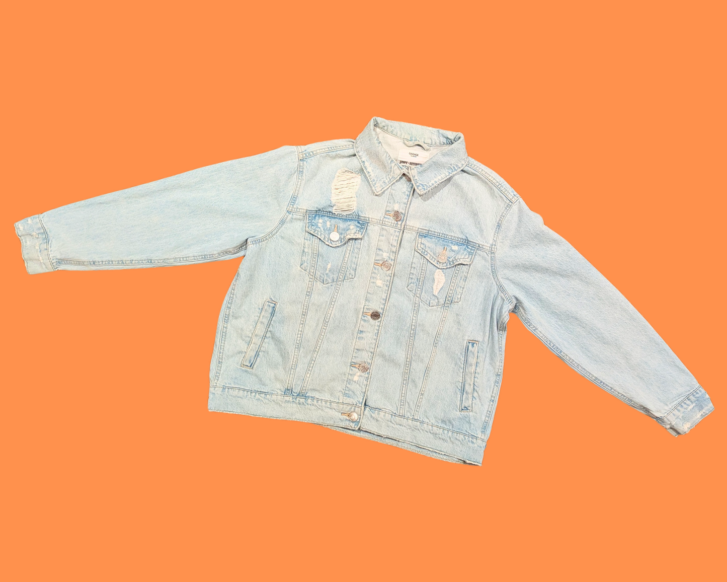 Handmade, Upcycled Garfield T-Shirt Denim Jacket Size S