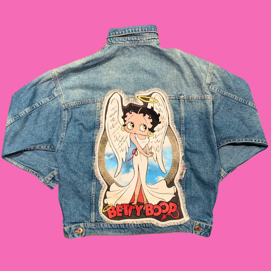Betty Boop Upcycled Denim Jacket Size M for Women