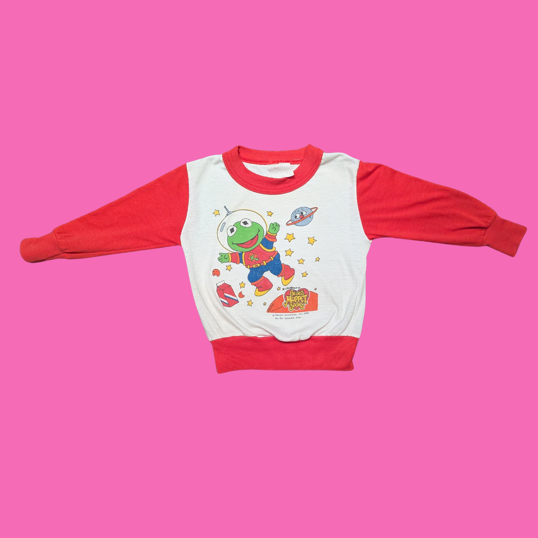 Vintage 1980's Kermit the Astronaut Long Sleeve T-Shirt for Children (See Description for Sizing)