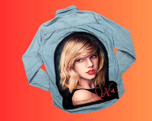 Handmade, Upcycled Taylor Swift Denim Jacket Size M