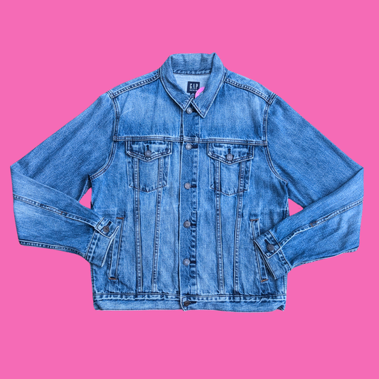 Sponge Bob Square Pants Upcycled T-Shirt Denim Jacket Size M