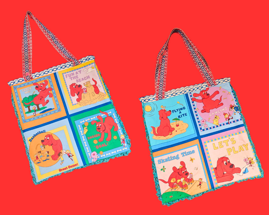 Sac fourre-tout vintage Clifford The Big Red Dog, fait main et recyclé