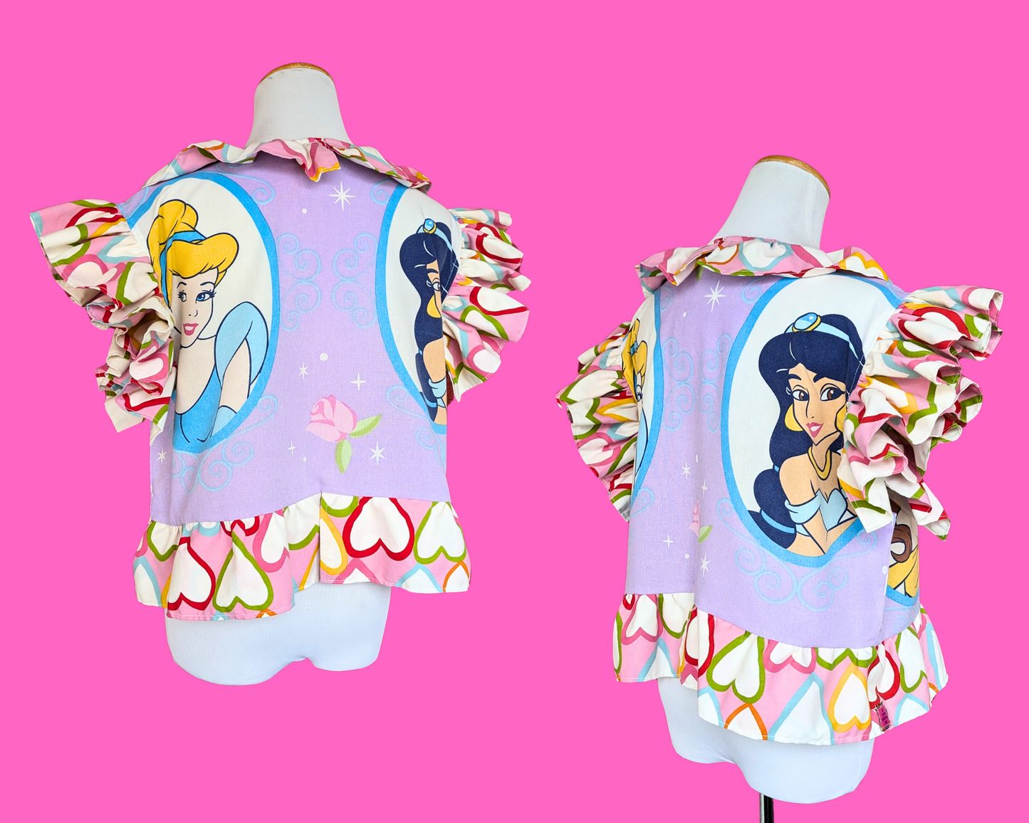Handmade, Upcycled Disney Princesses Pillowcase Crop Top Size XL