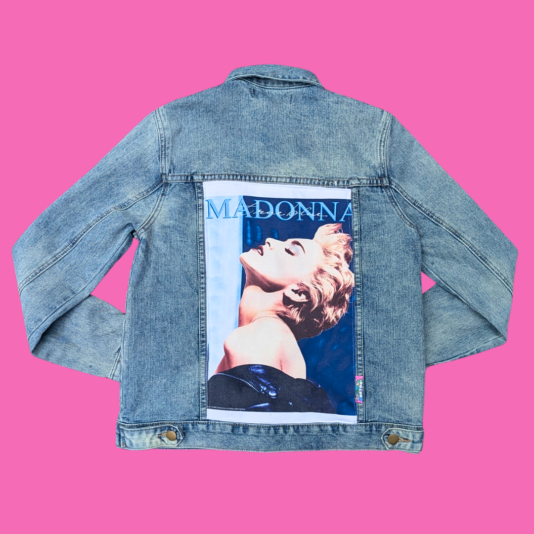 Madonna, True Blue Upcycled T-Shirt Denim Jacket Size S