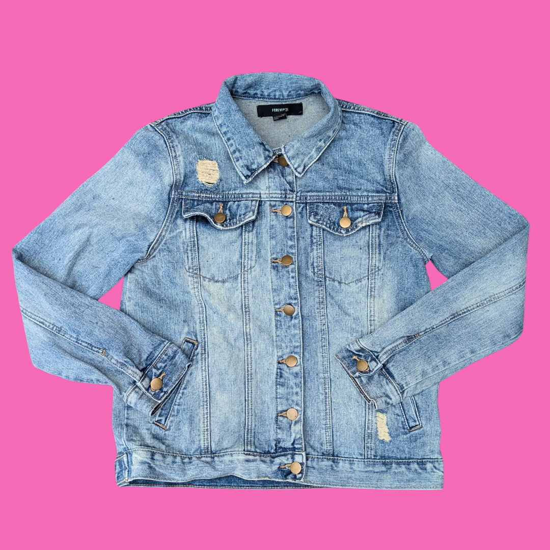 Madonna, True Blue Upcycled T-Shirt Denim Jacket Size S