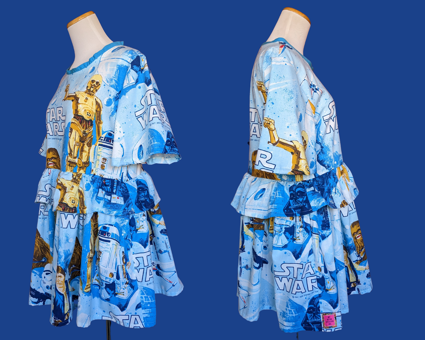 Handmade, Upcycled Vintage 1977 Star Wars, A New Hope Dress with Matching Detachable Collar Size M