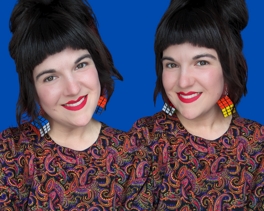 Handmade, Upcycled Rubik's Cube Earrings