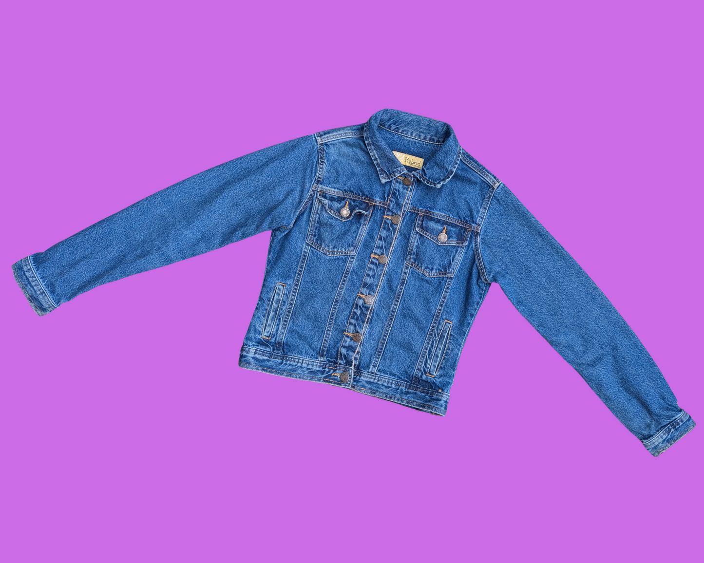 Veste en jean Roméo + Juliette faite main et recyclée, taille L