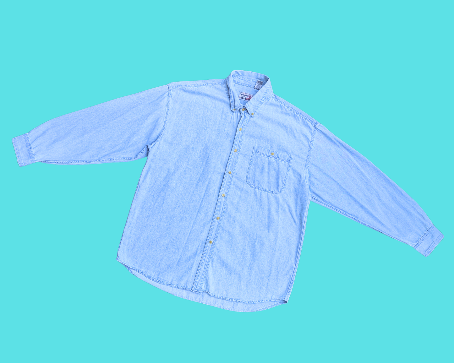 Chemise/veste en jean The Land Before Time, fabriquée à la main et recyclée, taille 2XL