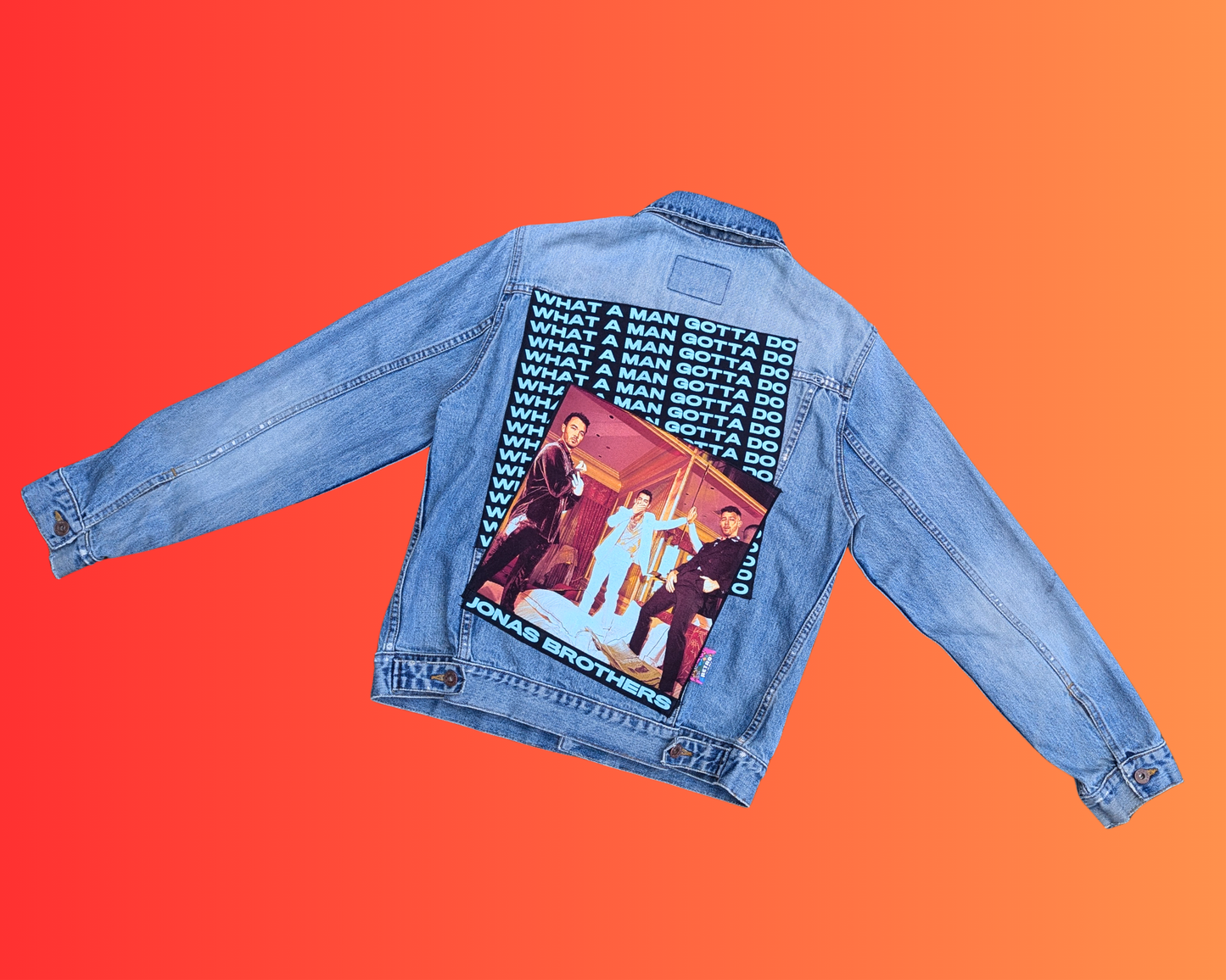 Handmade, Upcycled Jonas Brothers, What a Man Gotta Do Denim Jacket Size S
