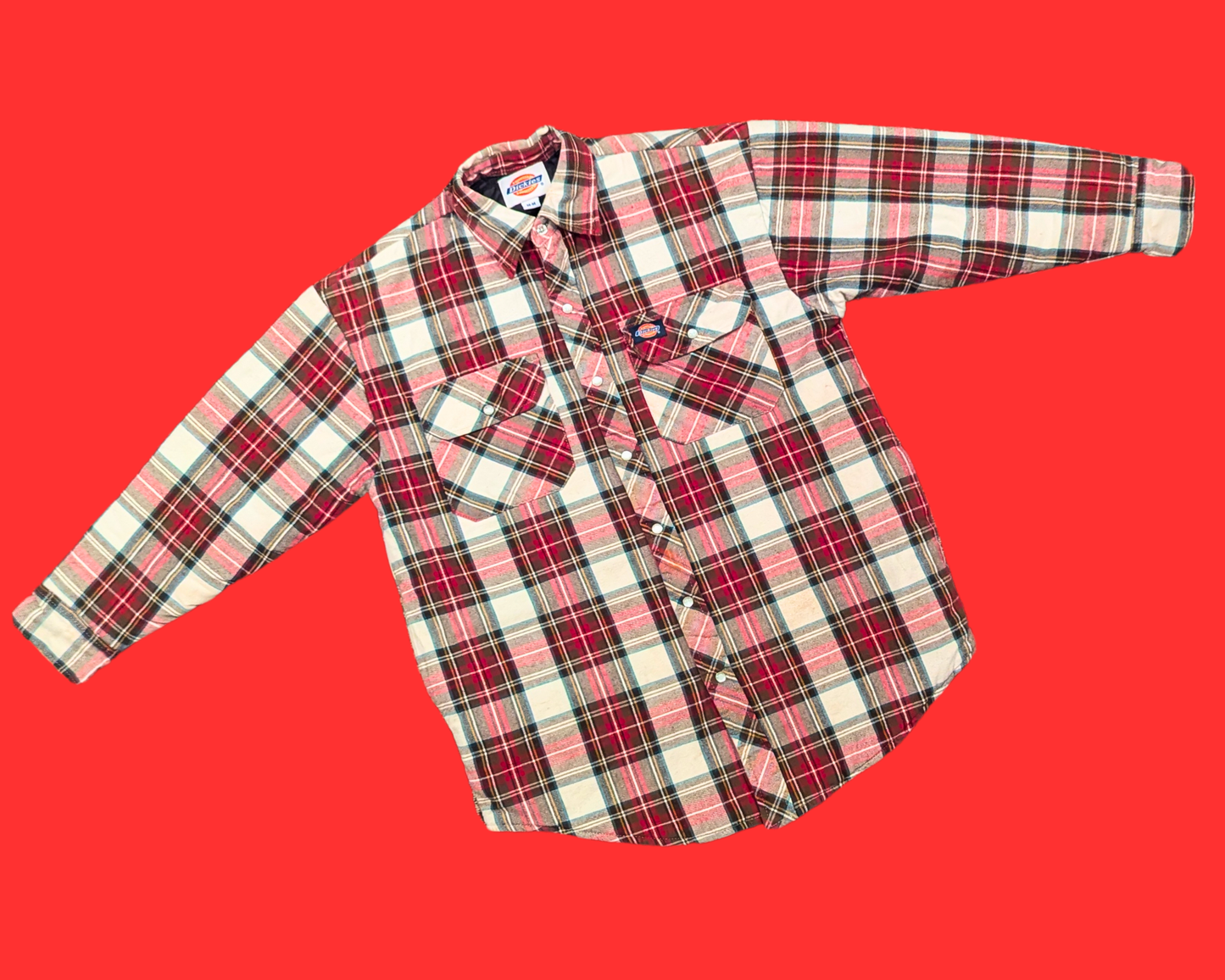 Y2K Warm, Plaid, Dickies Button Down Light Jacket Size M
