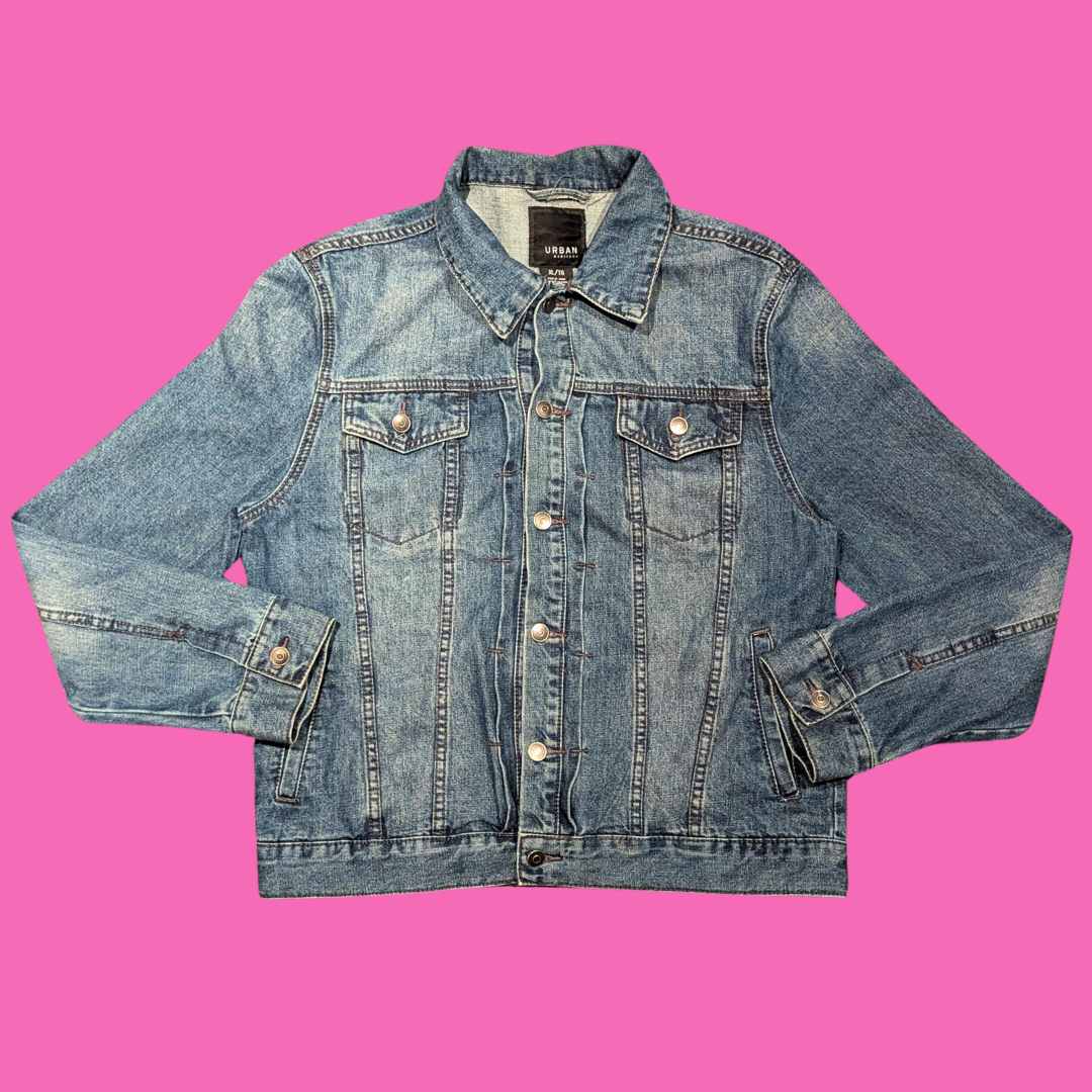 The Godfather Upcycled T-Shirt Denim Jacket Size XL