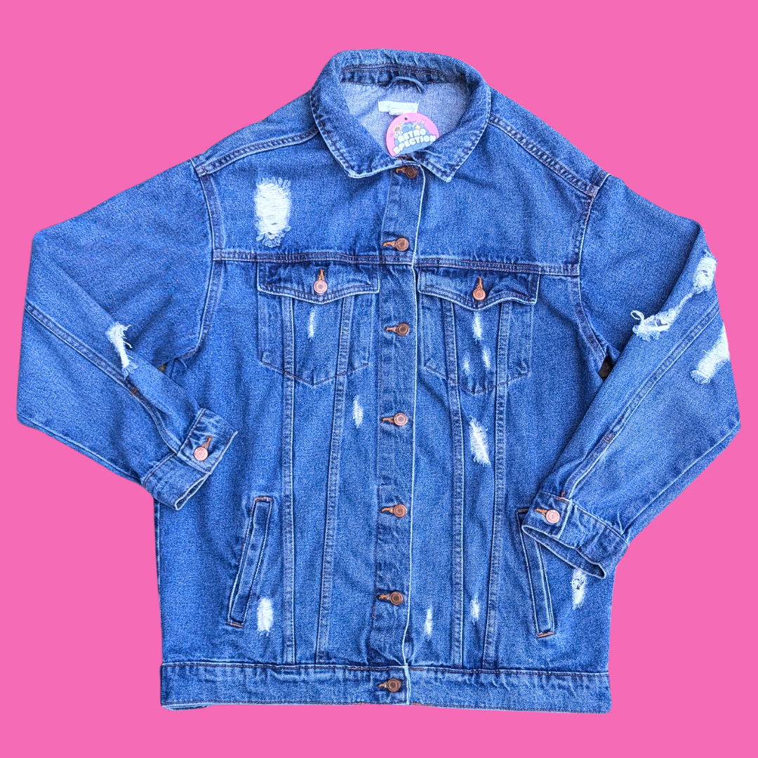 Betty Boop Upcycled T-Shirt Denim Jacket Size S