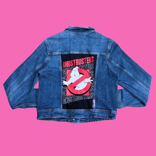 Ghostbusters Upcycled T-Shirt Denim Jacket Size M for Kids