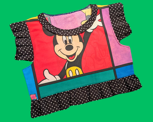 Haut court Disney Mickey et Dingo fait main et recyclé, taie d'oreiller, taille XL