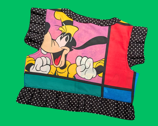 Haut court Disney Mickey et Dingo fait main et recyclé, taie d'oreiller, taille XL