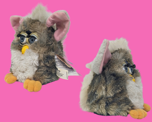 Vintage 1999 Gray Furby Toy, With Original Tag, Not Functional