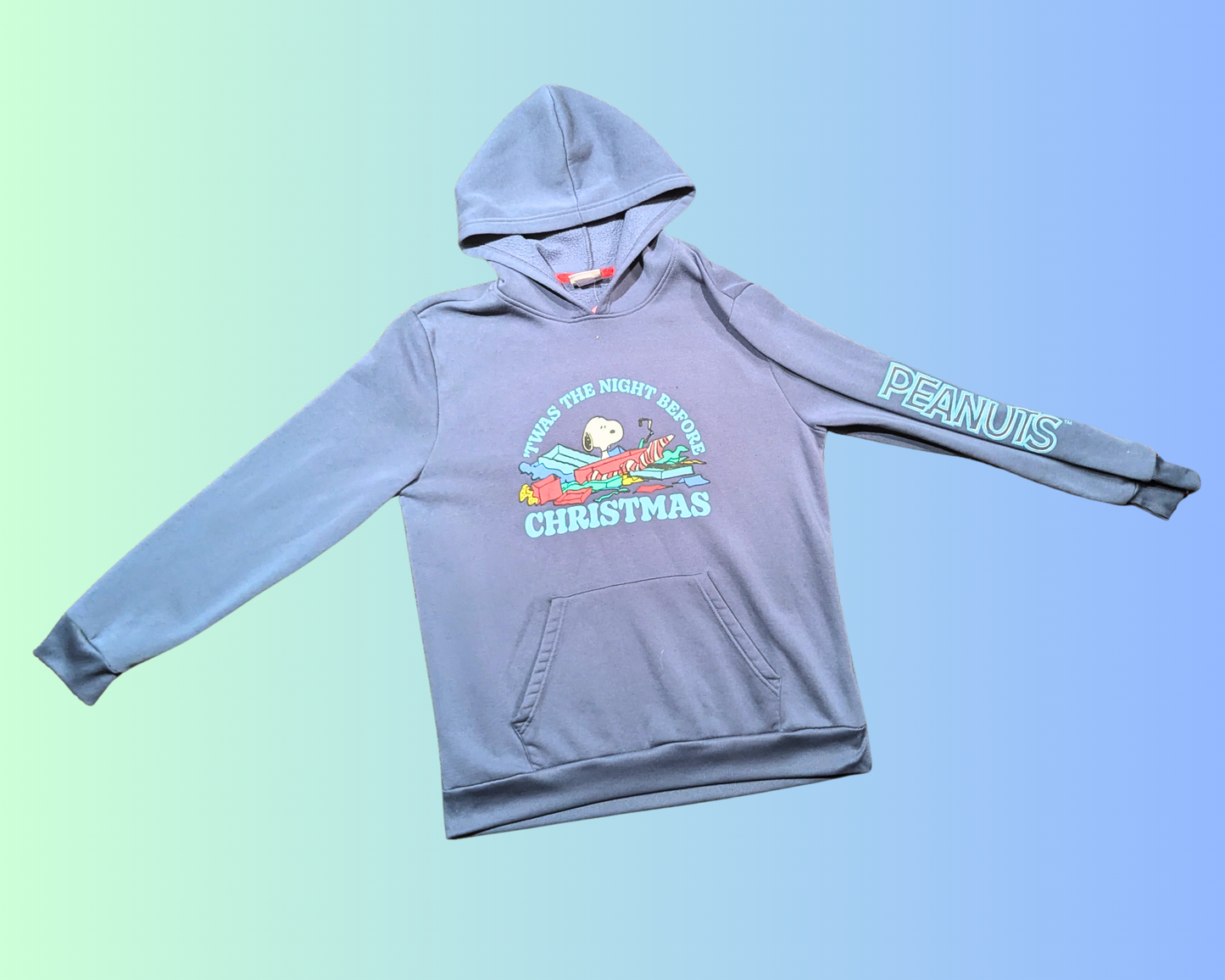 Y2K T'was The Night Before Christmas, Charlie Brown, Peanuts, Snoopy Hoodie Size L