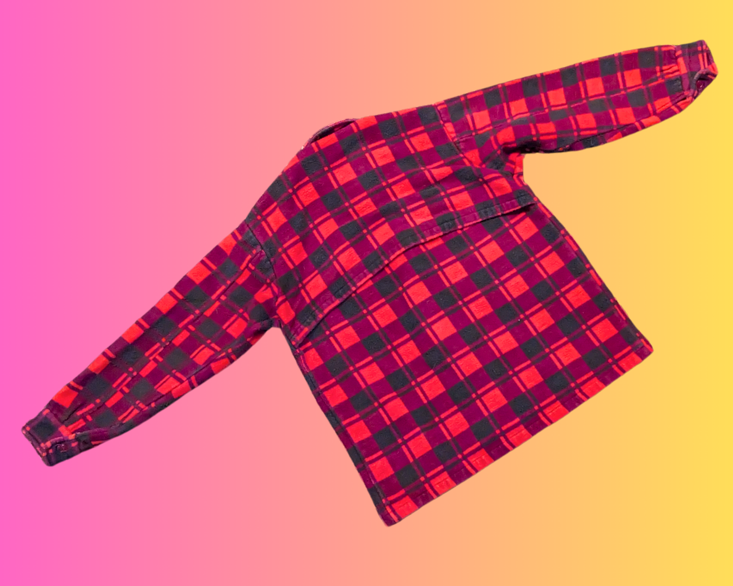 Vintage 1990's Warm Pink and Purple Plaid Button Down Shirt by Champion Size S