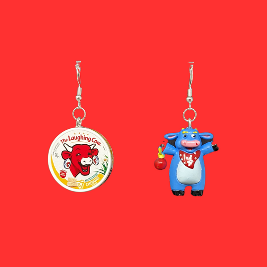 Handmade, Upcycled La Vache Qui Rit Earrings