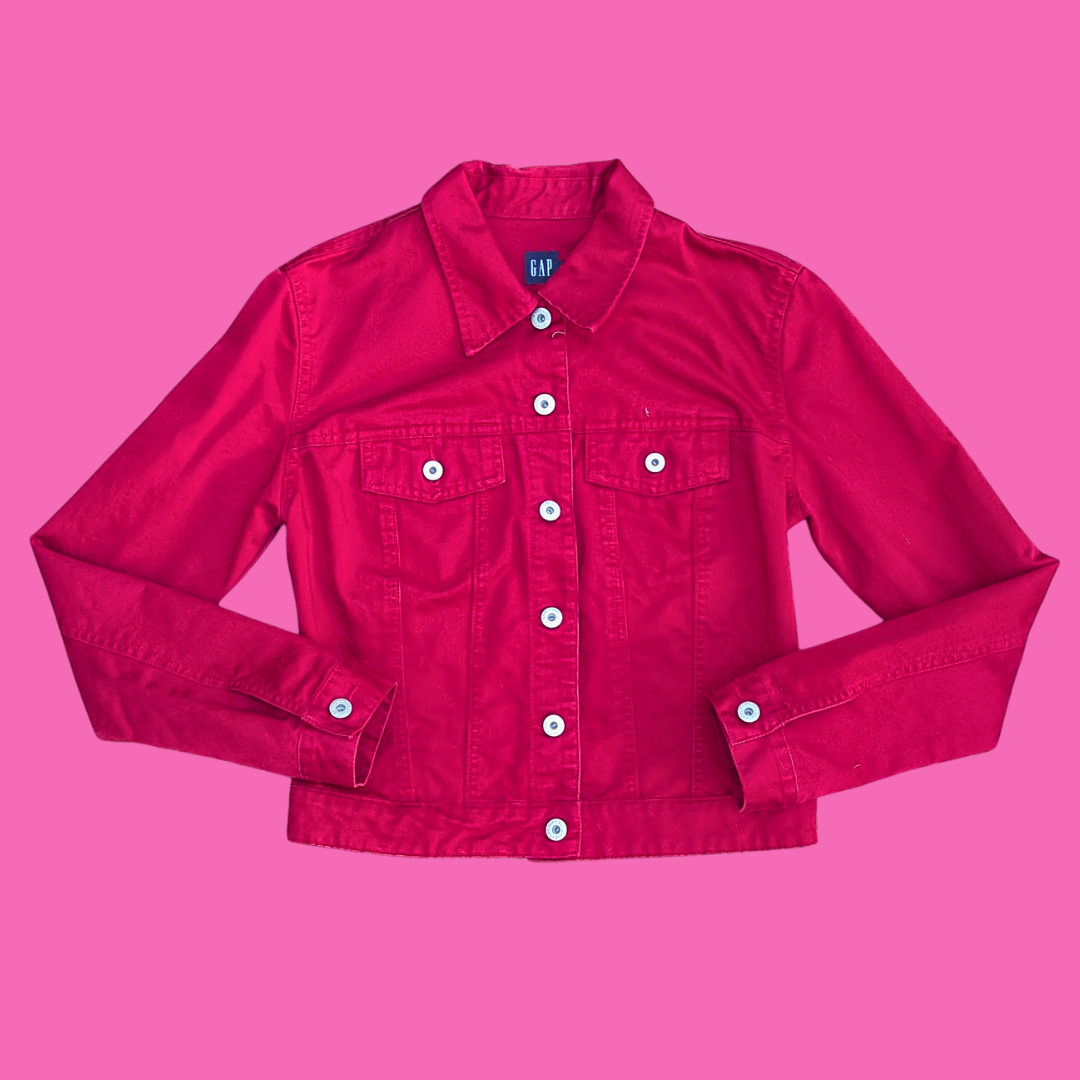 Nightmare Before Christmas ''Freddy Krueger'' Upcycled T-Shirt Red Denim Jacket Size S for Women