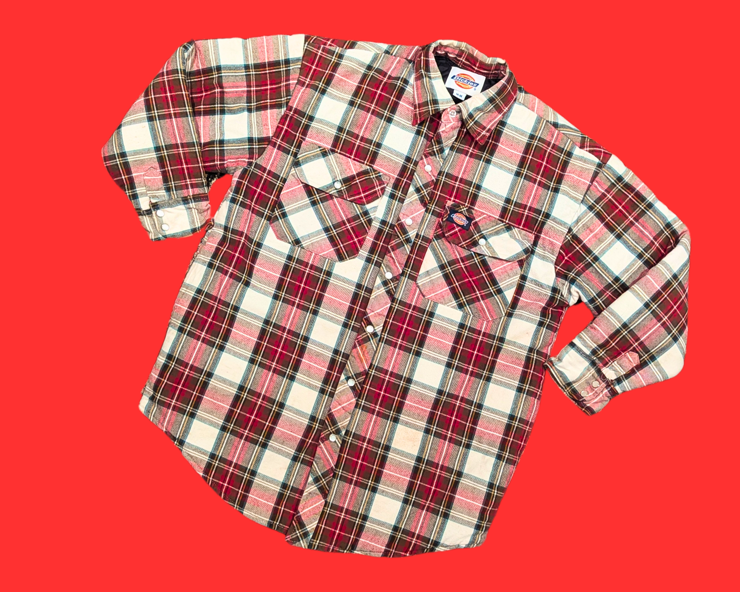 Y2K Warm, Plaid, Dickies Button Down Light Jacket Size M