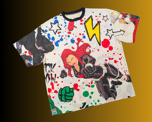 Handmade, Upcycled The Avengers Bedsheet T-Shirt Oversized XL