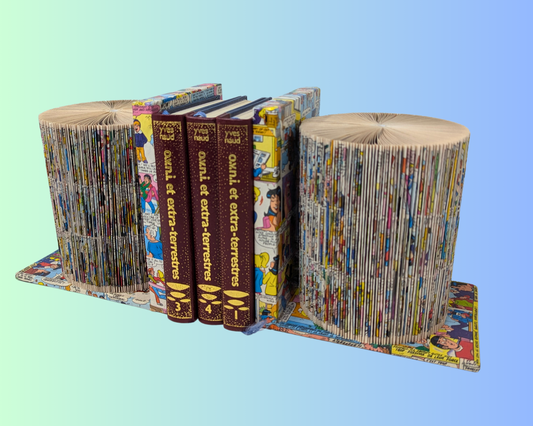 Handmade and Upcycled Book Folding Archie Comic Books Bookends