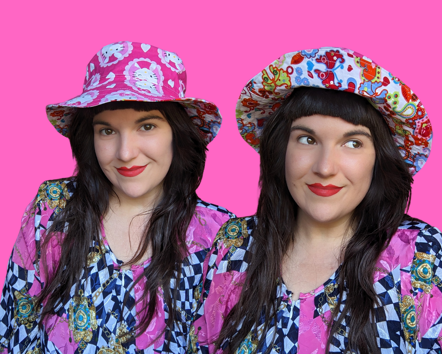 Chapeaux de seau fabriqués sur commande fabriqués à partir de tissus vintage et de chutes de draps pour adolescents/adultes
