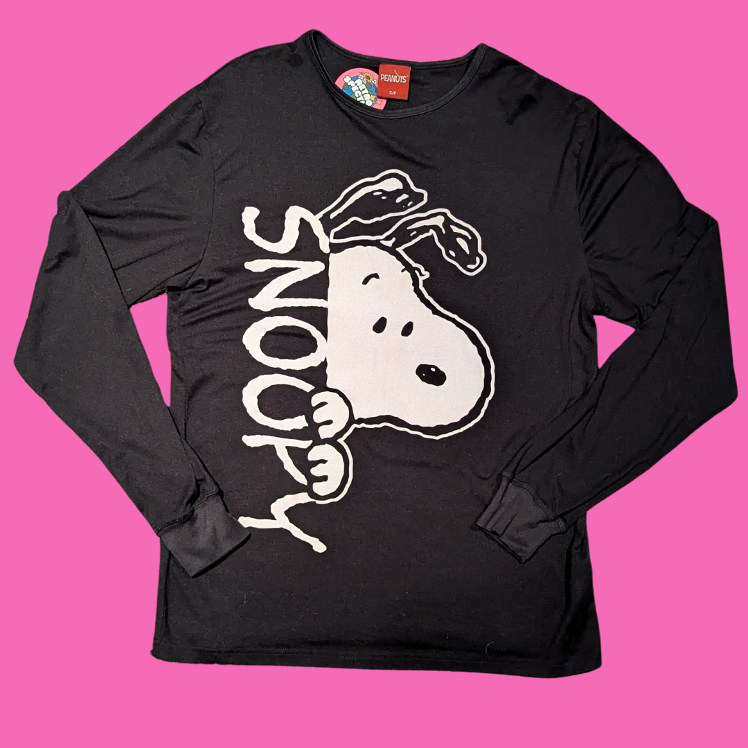 Peanuts, Snoopy Black Long Sleeves Shirt Size S