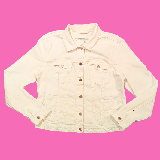 Avengers, Marvel Comics T-Shirt Upcycled White Denim Jacket Size L for Women