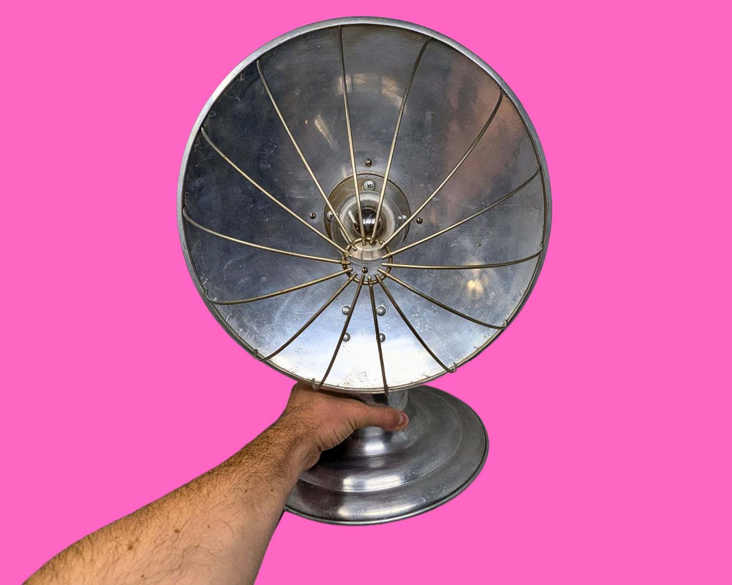 Ventilateur en métal vintage des années 1960 transformé en lampe