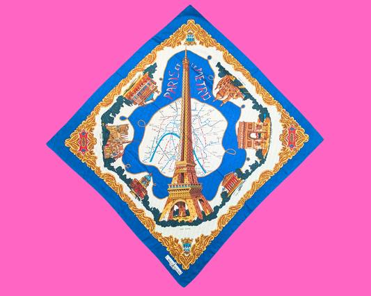 Foulard en soie douce vintage des années 1980 de Paris, France