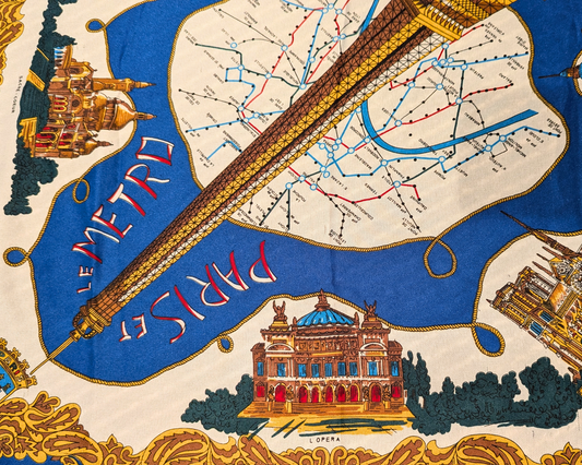 Foulard en soie douce vintage des années 1980 de Paris, France