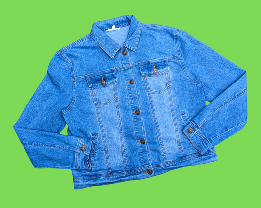 Handmade, Upcycled Friends Denim Jacket Size L
