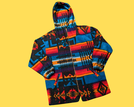 Sweat à capuche doux arc-en-ciel vintage des années 1990, taille M