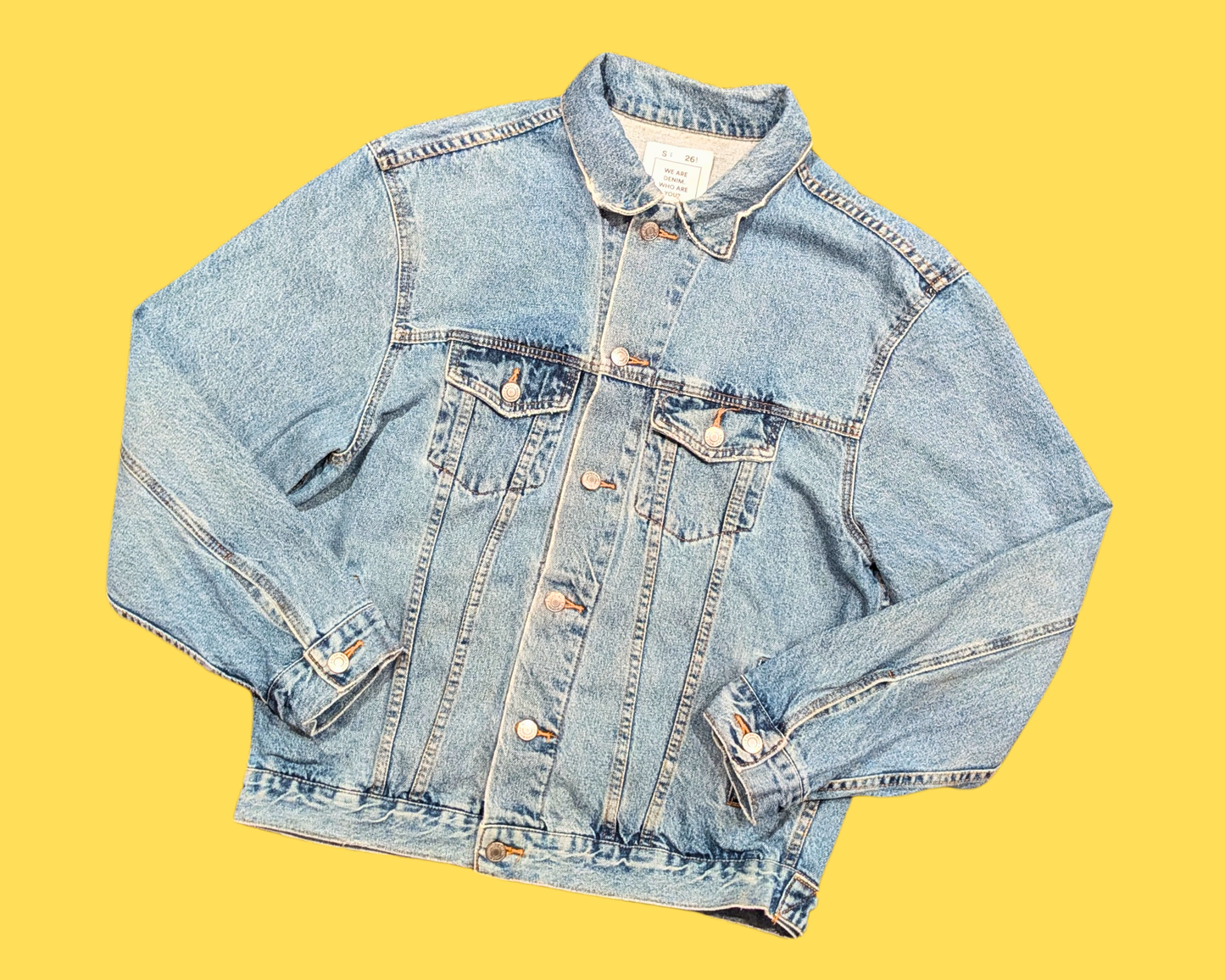 Handmade, Upcycled Denim Jacket with Flying Angel Bart Simpson T-Shirt Size S for Men but Fits Larger