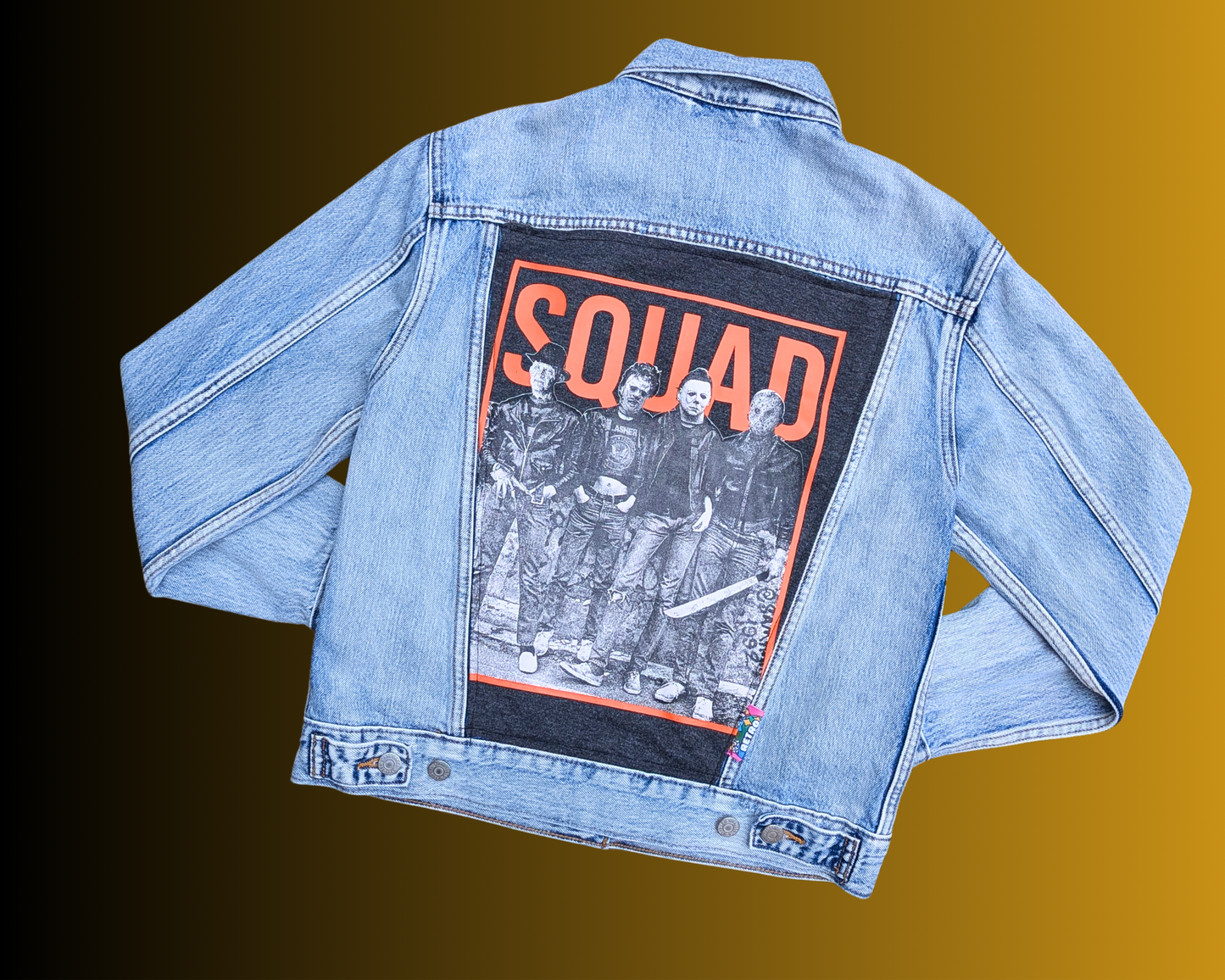 Handmade, Upcycled Horror Movie Vilains Squad Levi's Denim Jacket Size XS