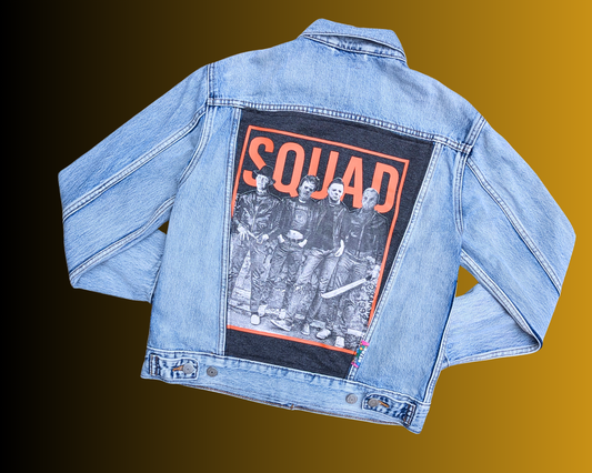 Handmade, Upcycled Horror Movie Vilains Squad Levi's Denim Jacket Size XS