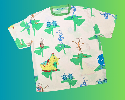Handmade, Upcycled Vintage 1990's A Bug's Life Bedsheet T-Shirt Oversized XL