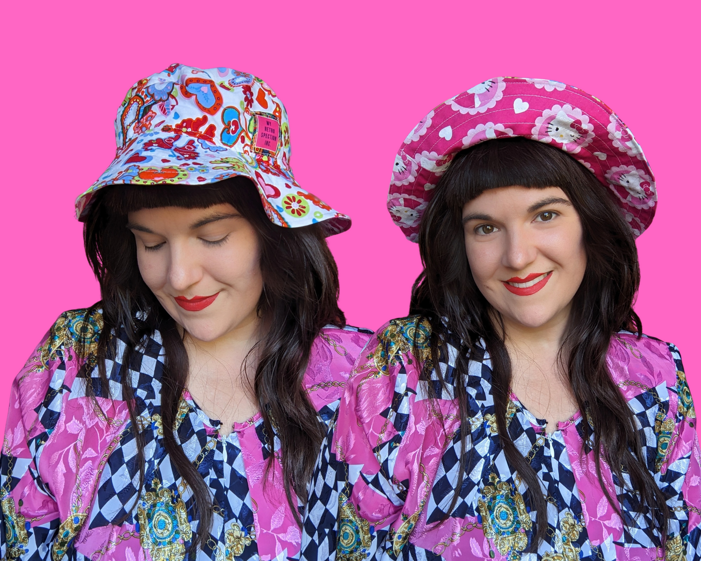Chapeaux de seau fabriqués sur commande fabriqués à partir de tissus vintage et de chutes de draps pour adolescents/adultes