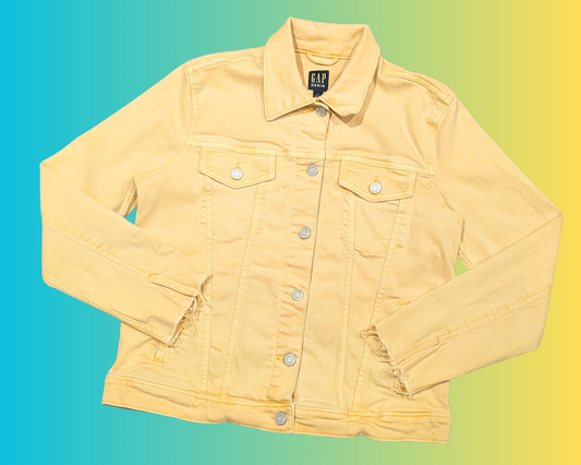 Veste en jean jaune Scooby-Doo faite à la main et recyclée, taille M