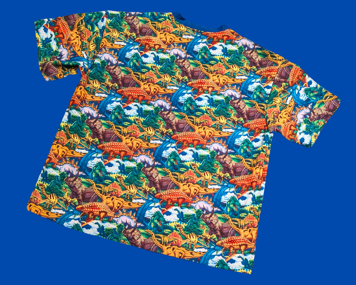 Handmade, Upcycled Dinosaurs Curtains T-Shirt Oversized XL