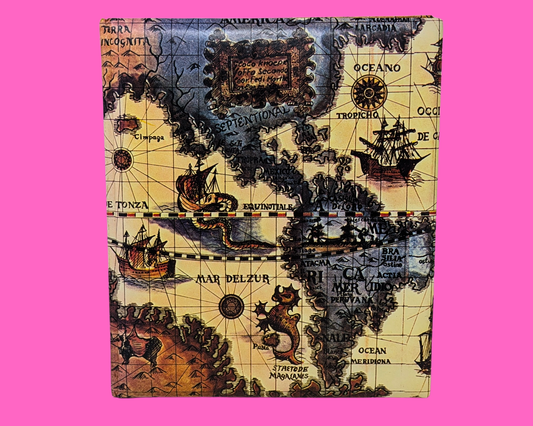 Album photo vintage des années 1970 avec carte du monde, fabriqué au Japon