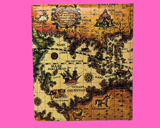 Album photo vintage des années 1970 avec carte du monde, fabriqué au Japon