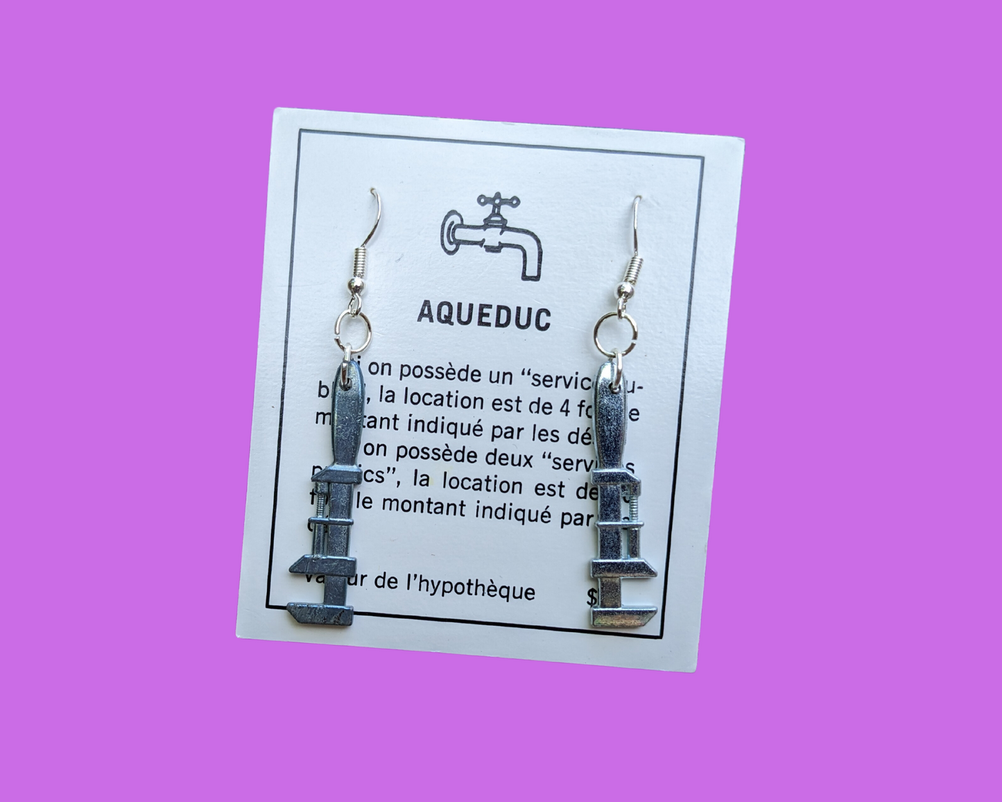 Handmade, Upcycled Clue Wrench Piece Earrings