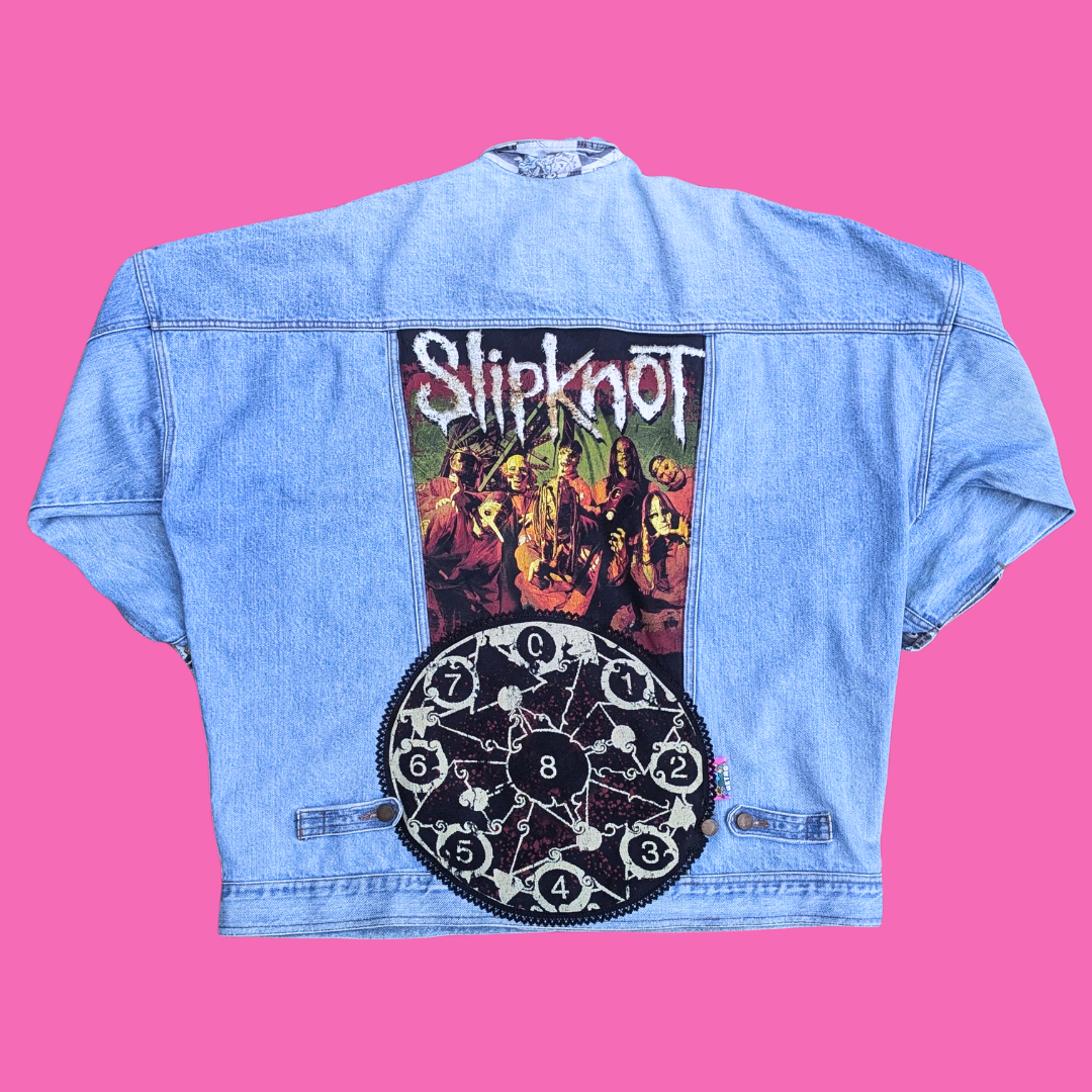 Slipknot Upcycled T-Shirt Denim Jacket Size XXL for Women