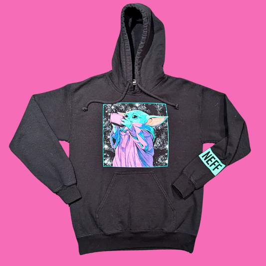 Baby Yoda, Star Wars, Black NEFF Hoodie Size S (Gildan Label)
