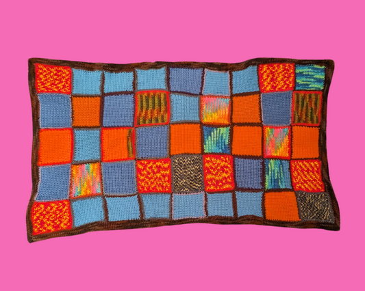 Couverture au crochet en laine vintage des années 1970, groovy et funky